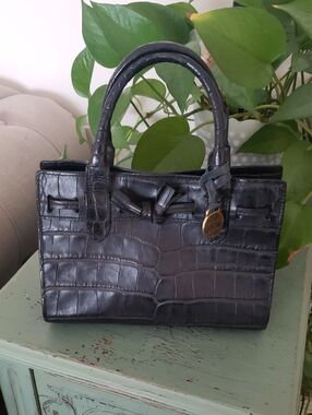 Vintage Dooney Bourke Faux Croc Embossed Leather Alto Mini Kelly Tote Bag